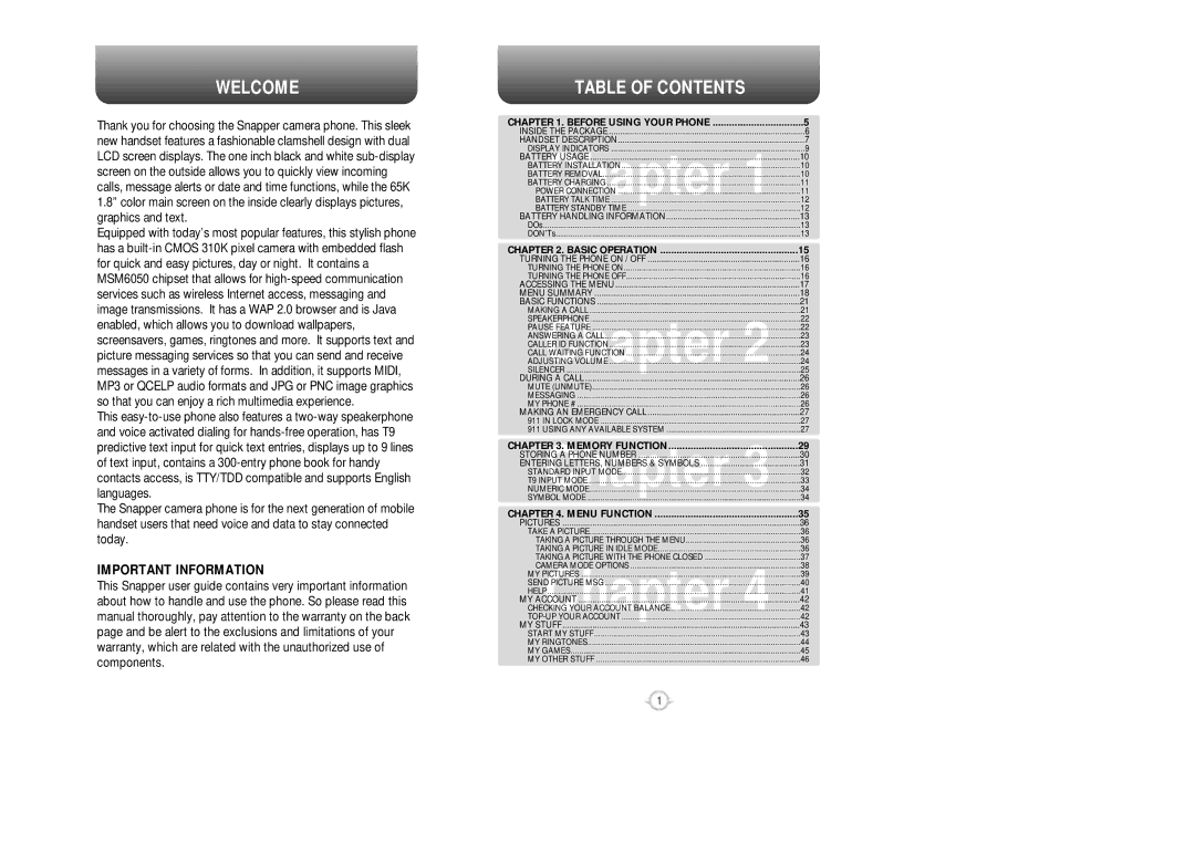 UTStarcom VM8915 manual Welcome, Table of Contents 