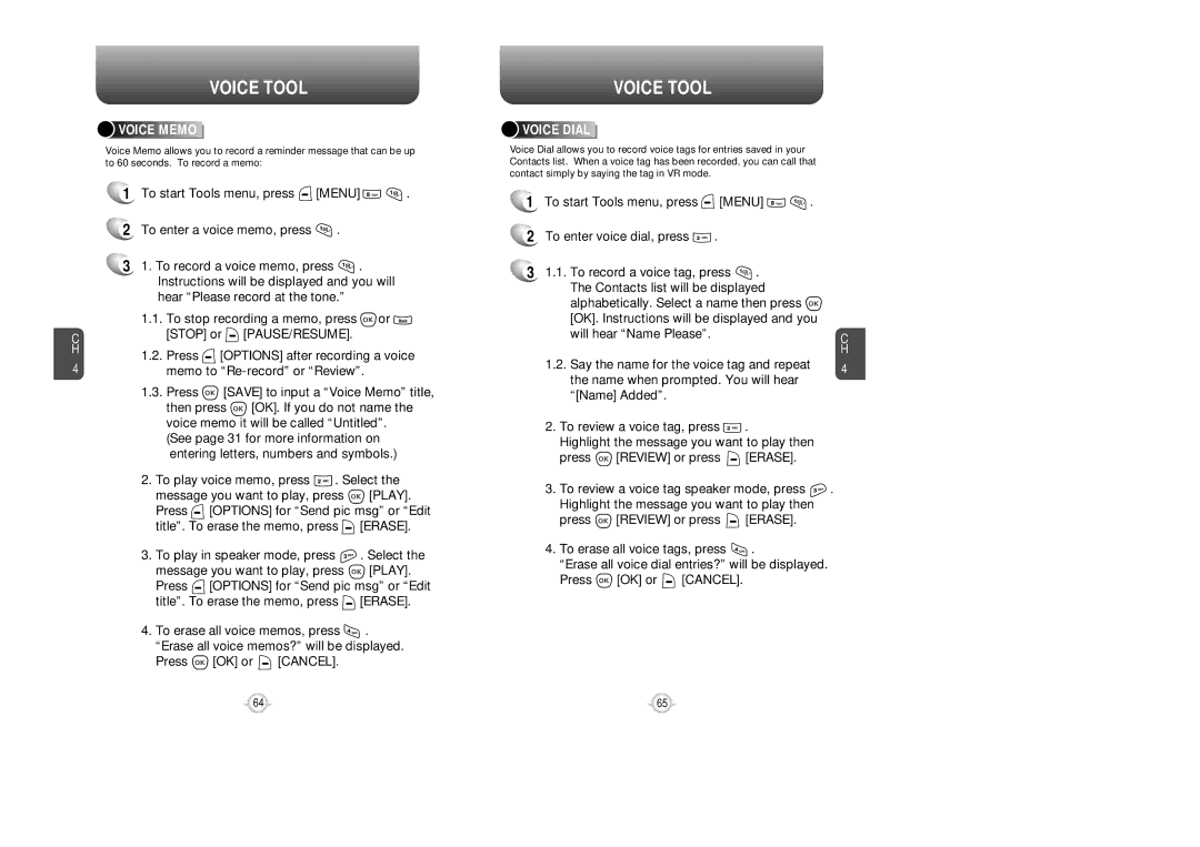 UTStarcom VM8915 manual Voice Memo, Voice Dial 