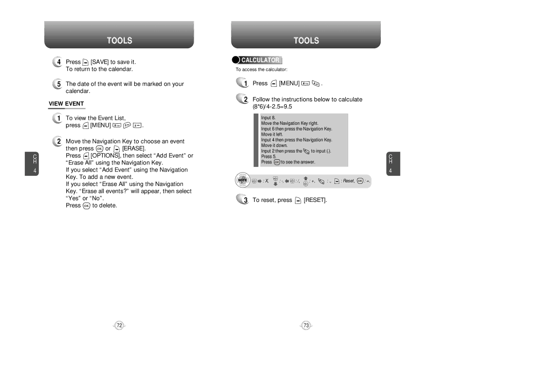 UTStarcom VM8915 manual View Event, To reset, press Reset, Calculator 