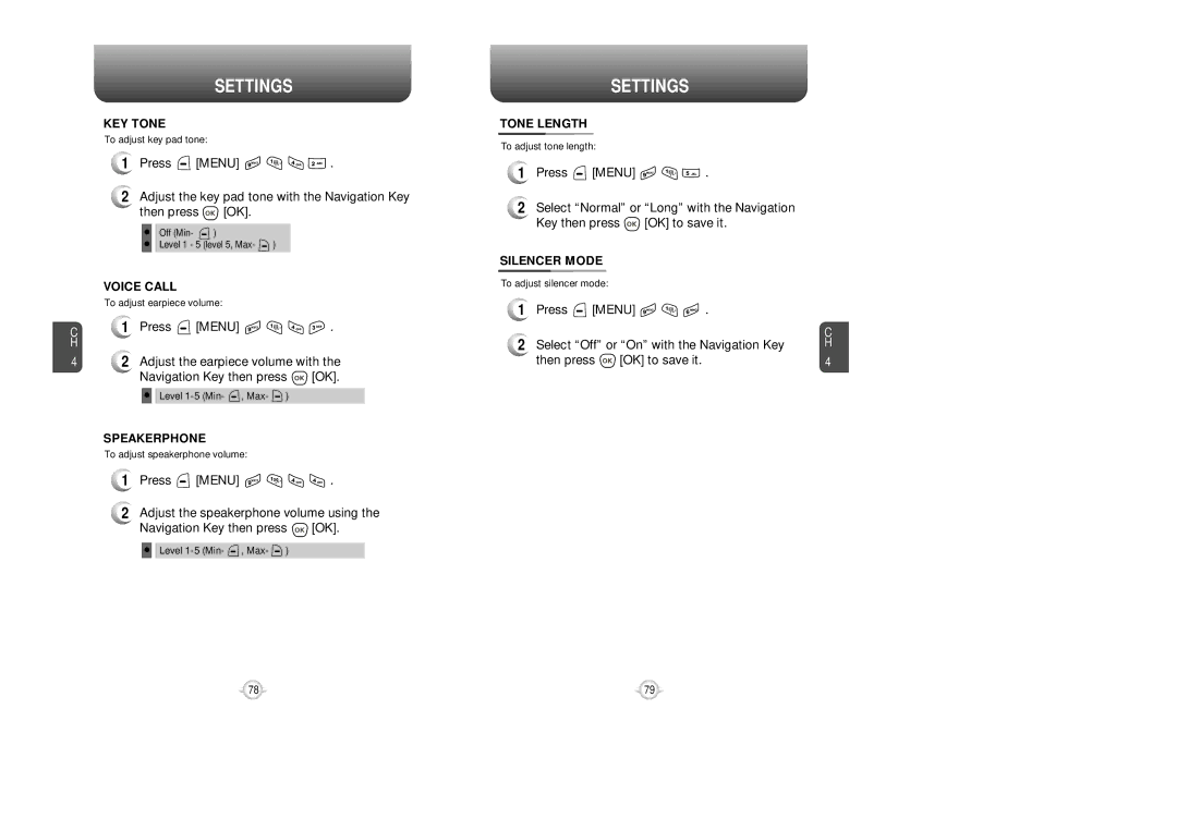 UTStarcom VM8915 manual KEY Tone, Voice Call, Speakerphone, Tone Length, Silencer Mode 