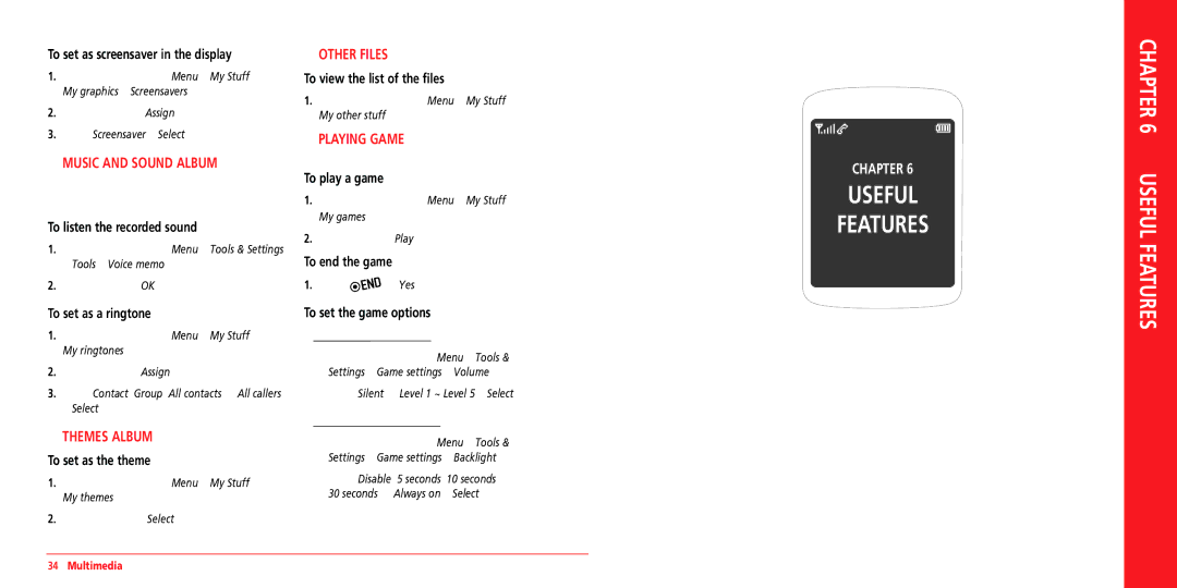 UTStarcom VMUTX1 dimensions Useful Features 