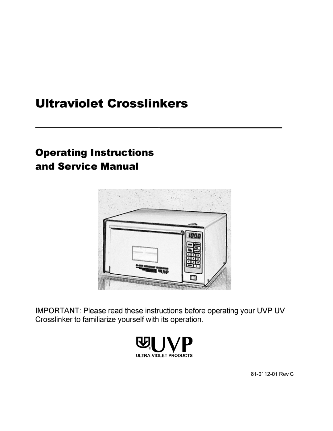 UVPS 81-0112-01 Rev C manual Ultraviolet Crosslinkers 