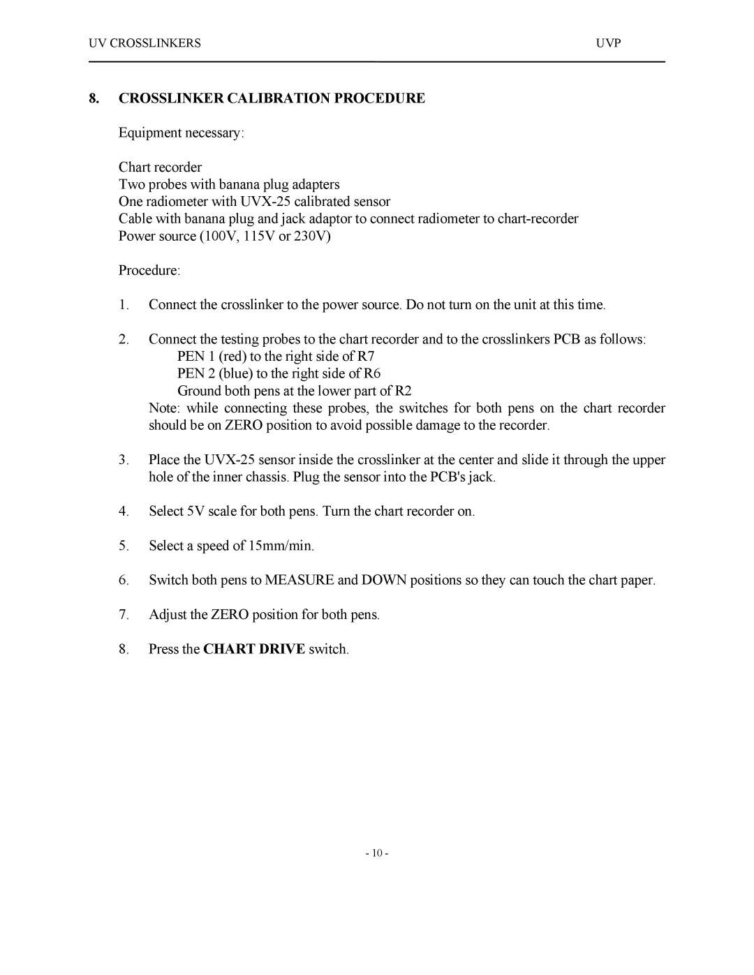 UVPS 81-0112-01 Rev C manual Crosslinker Calibration Procedure Equipment necessary 