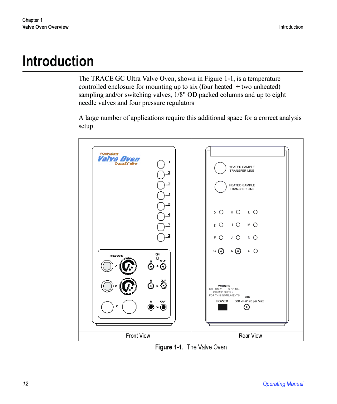 Valco electronic Valve Oven manual Introduction 