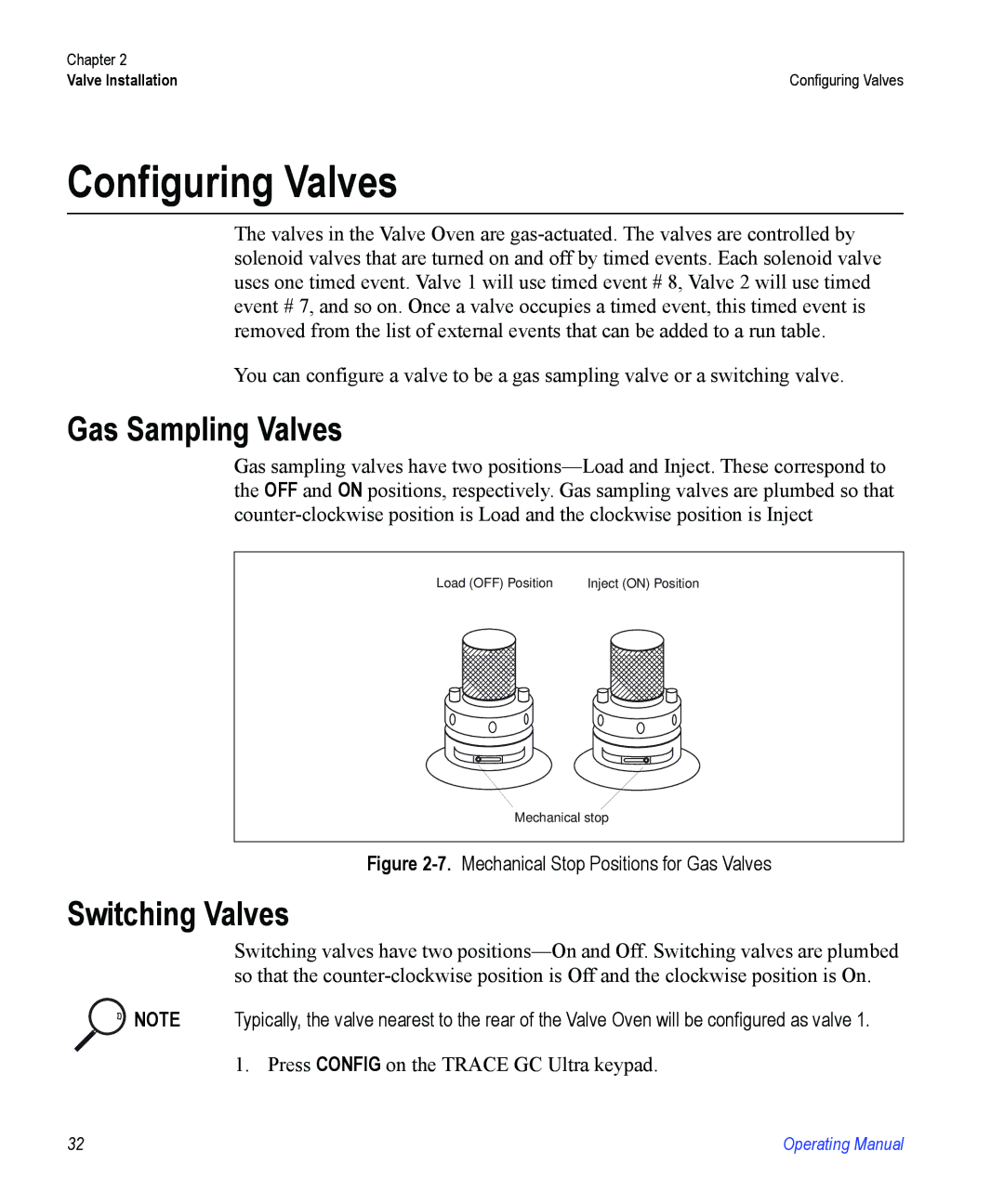 Valco electronic Valve Oven manual Configuring Valves, Gas Sampling Valves, Switching Valves 