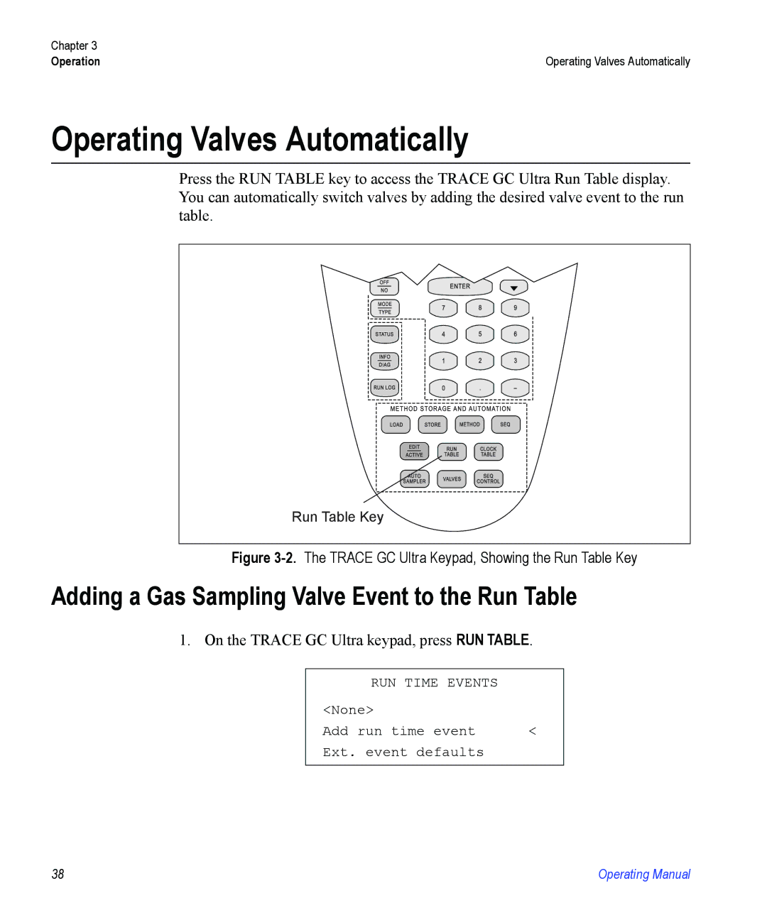 Valco electronic Valve Oven manual Operating Valves Automatically, Adding a Gas Sampling Valve Event to the Run Table 