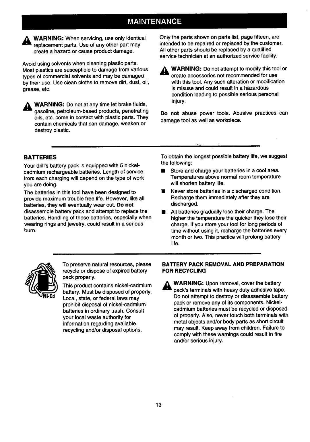 Valor Auto Companion Inc 315.10102 owner manual Batteries, Battery Pack Removal and Preparation for Recycling 