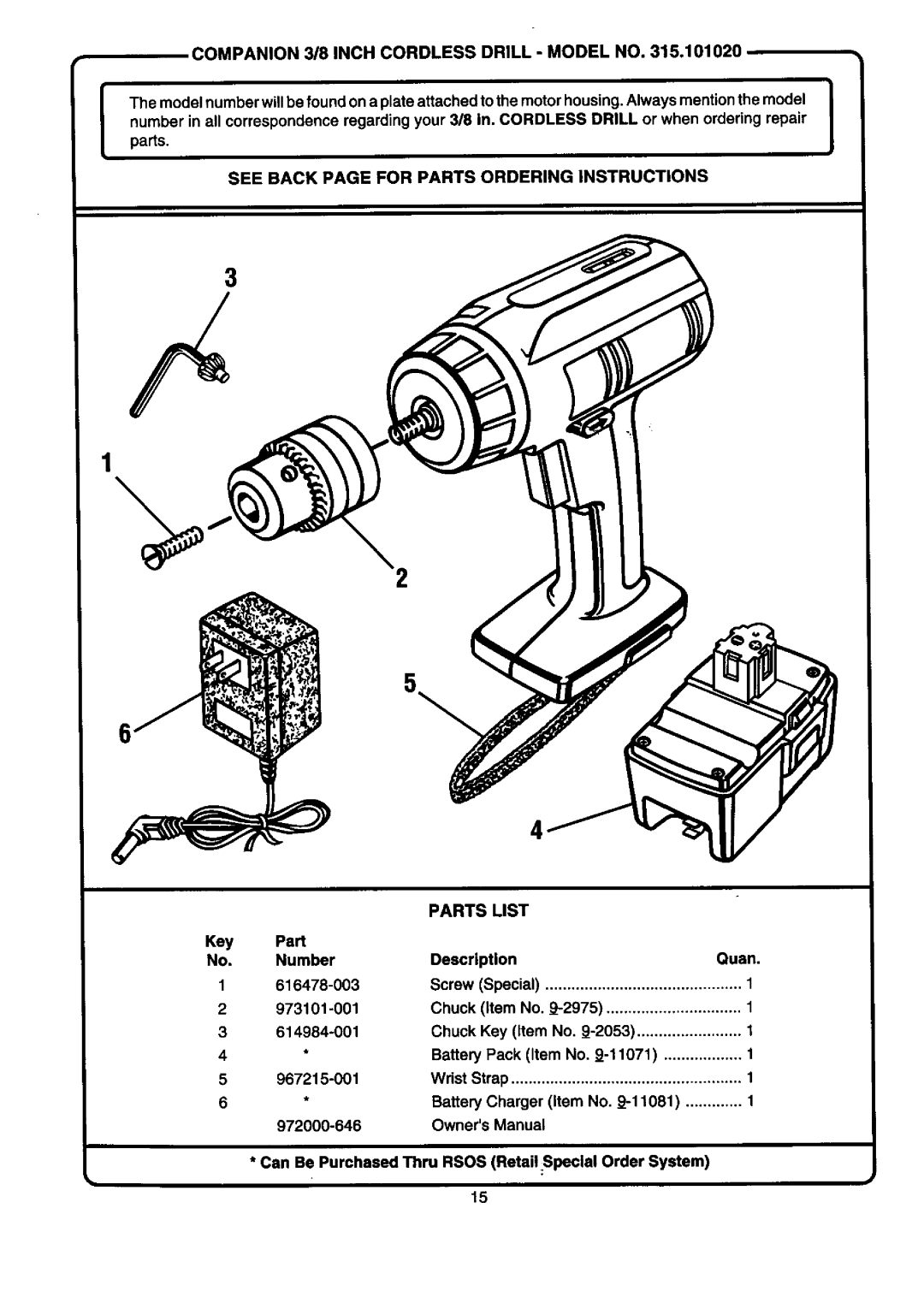 Valor Auto Companion Inc 315.10102 owner manual COMPANION3/8 INCHCORDLESSDRILL- Model no 