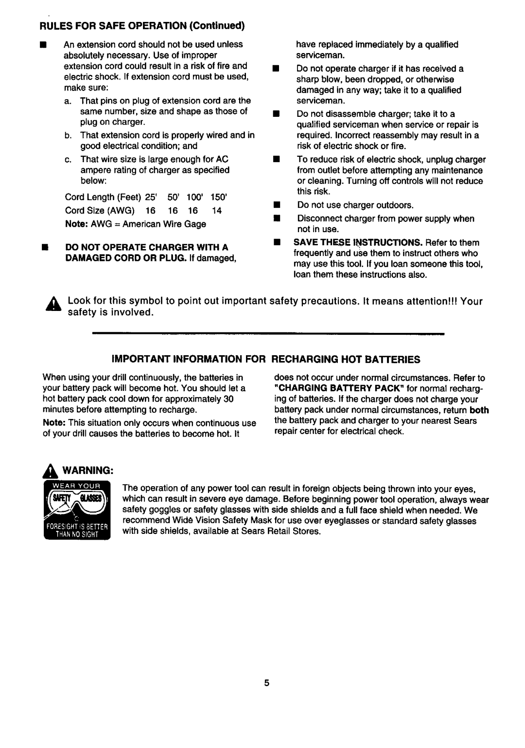 Valor Auto Companion Inc 315.10102 owner manual Rulesfor Safeoperation, Important Information for 