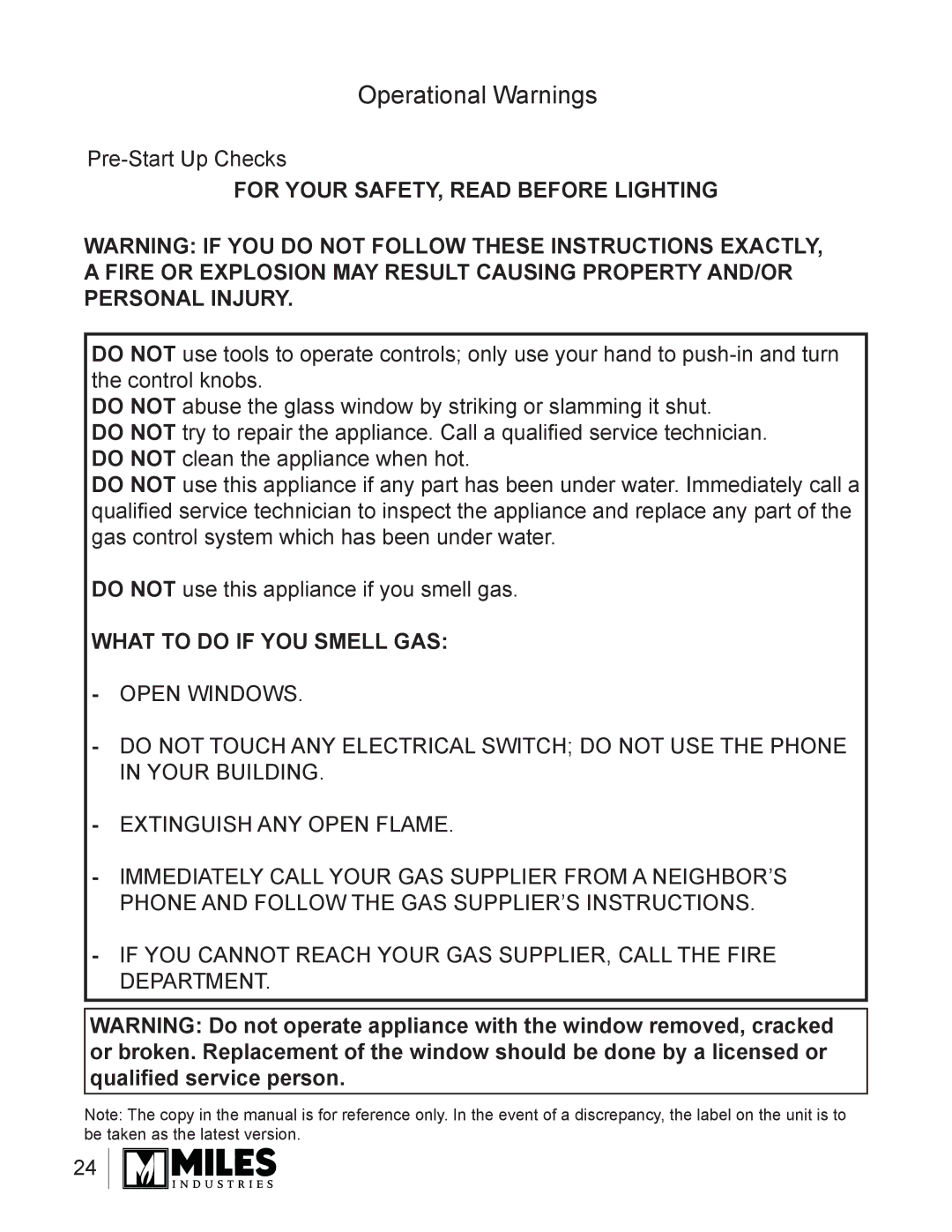 Valor Auto Companion Inc 739DVN, 739DVP owner manual Operational Warnings, For Your SAFETY, Read Before Lighting 