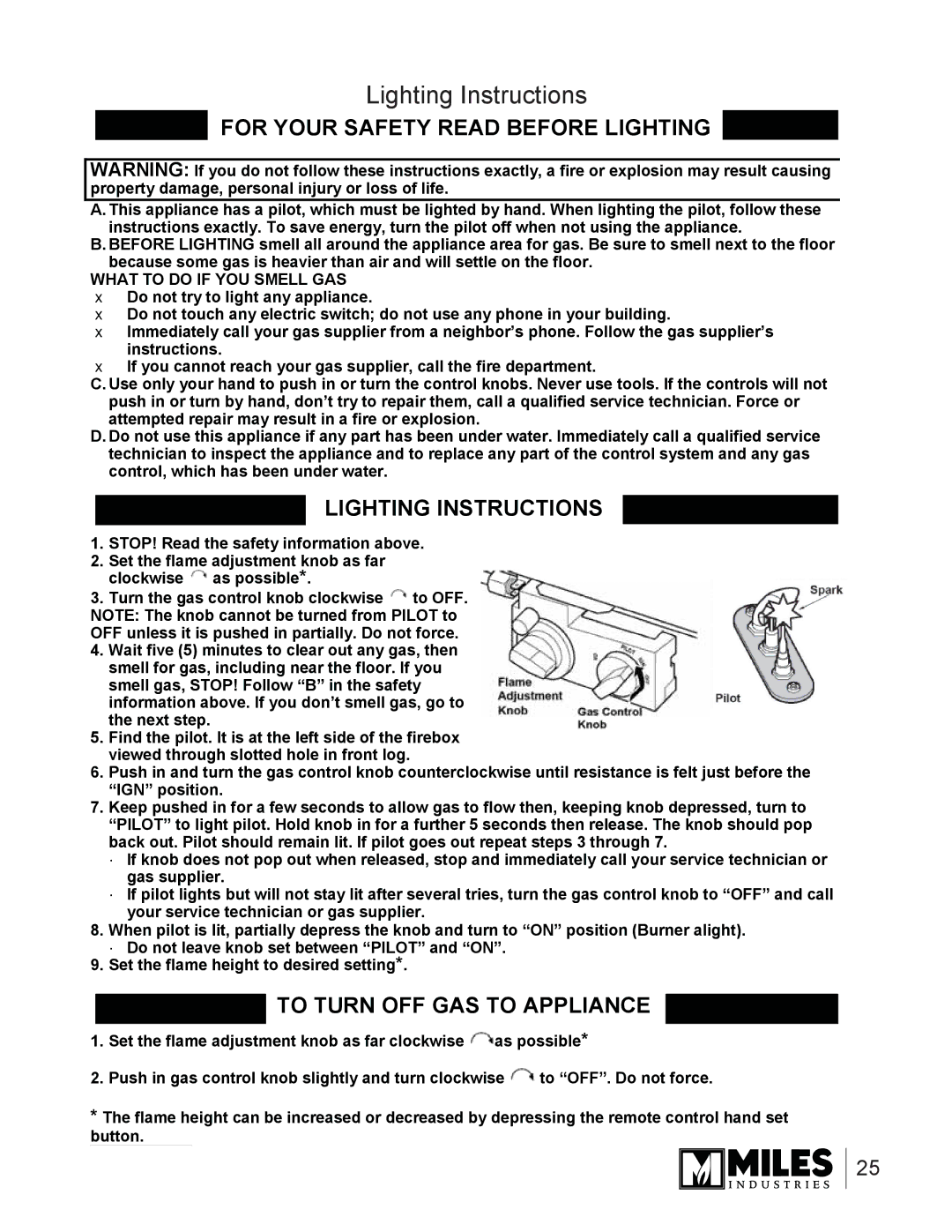 Valor Auto Companion Inc 739DVP, 739DVN owner manual Lighting Instructions, For Your Safety Read Before Lighting 