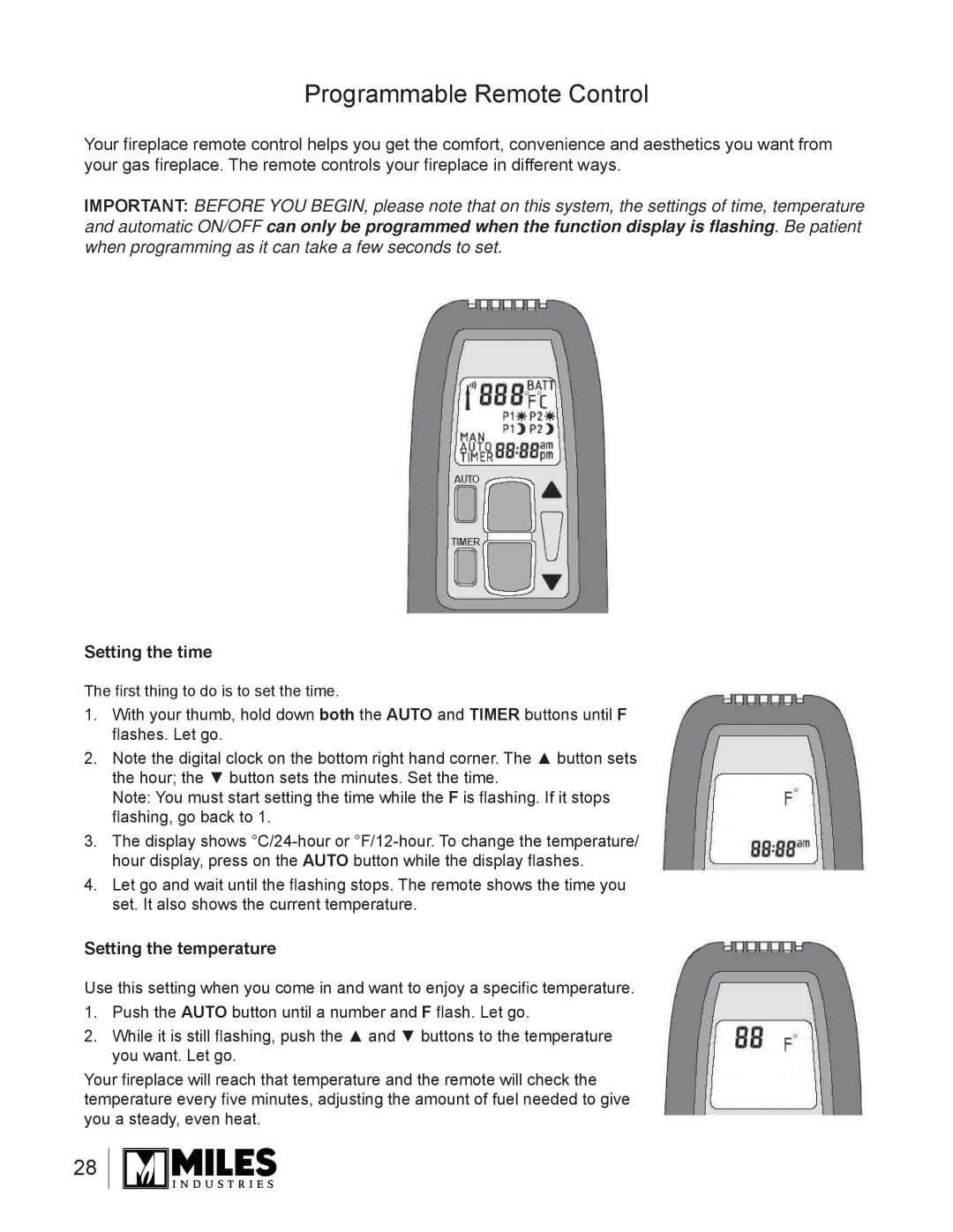 Valor Auto Companion Inc 739DVN, 739DVP owner manual Programmable Remote Control, Setting the time 