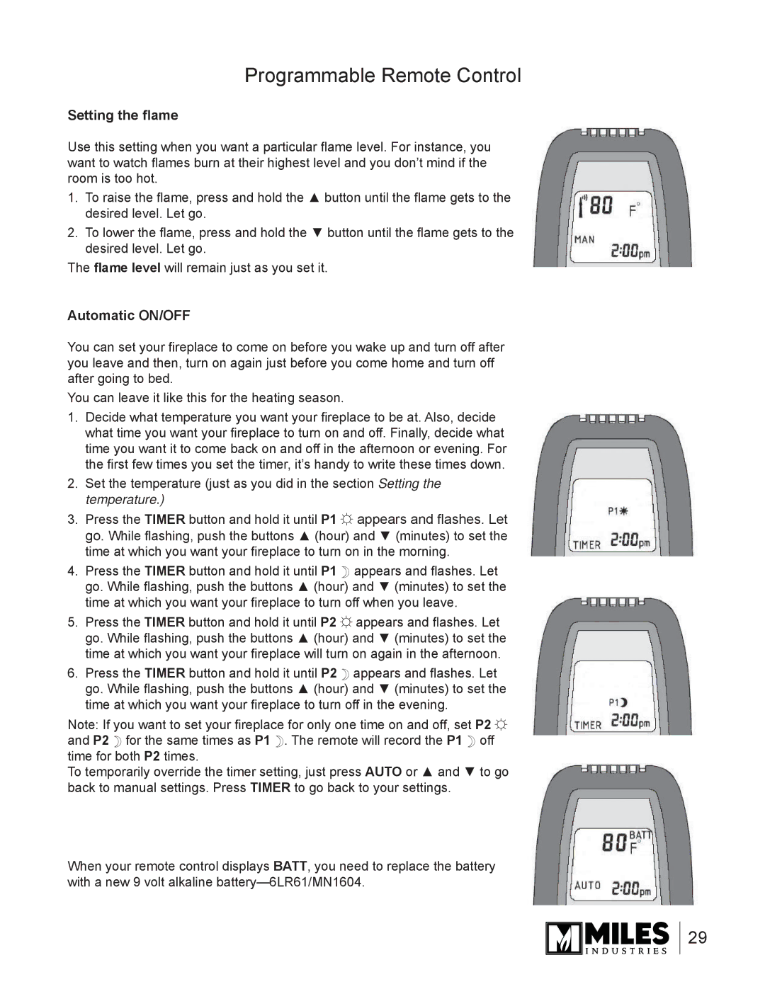 Valor Auto Companion Inc 739DVP, 739DVN owner manual Setting the ﬂame 