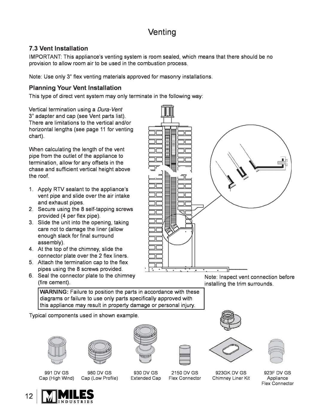 Valor Auto Companion Inc 739DVN, 739DVP owner manual Venting, Planning Your Vent Installation 