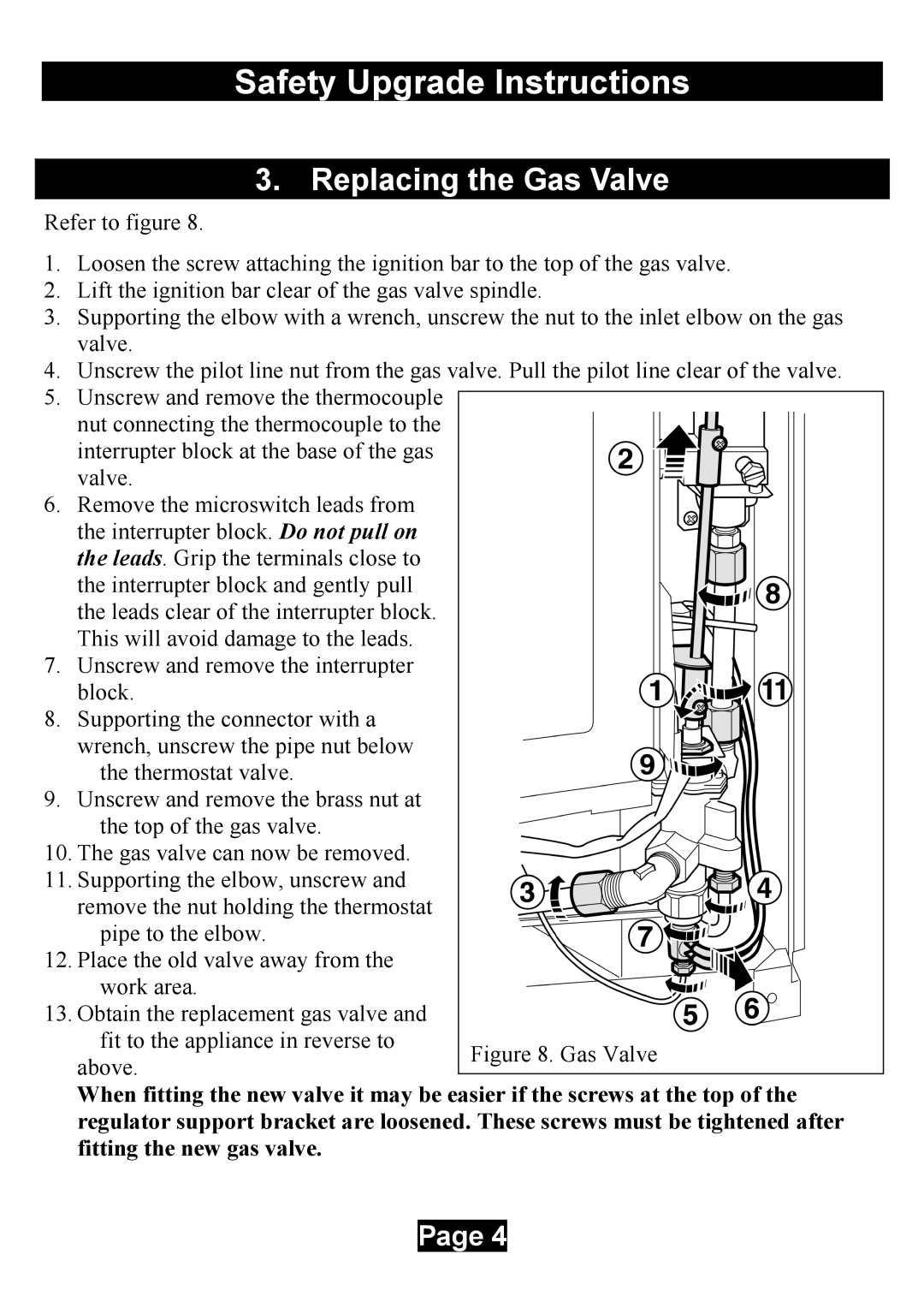 Valor Auto Companion Inc 837 AN, 837 AP manual Replacing the Gas Valve 