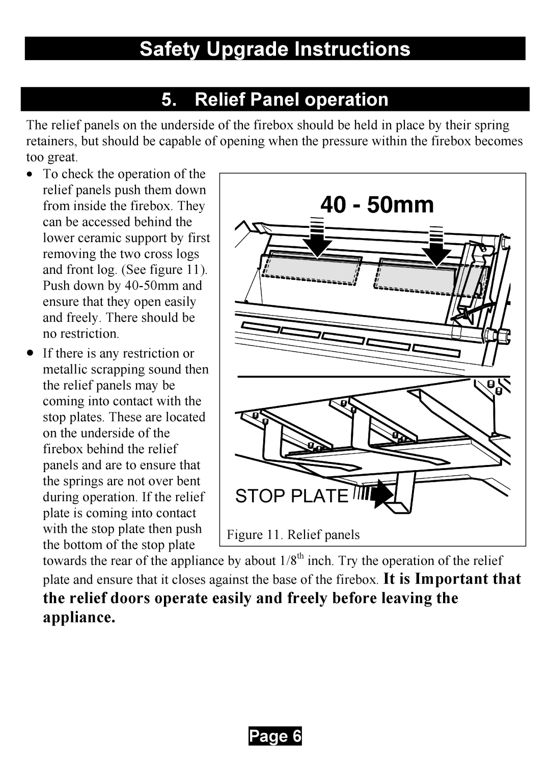 Valor Auto Companion Inc 837 AN, 837 AP manual Relief Panel operation 