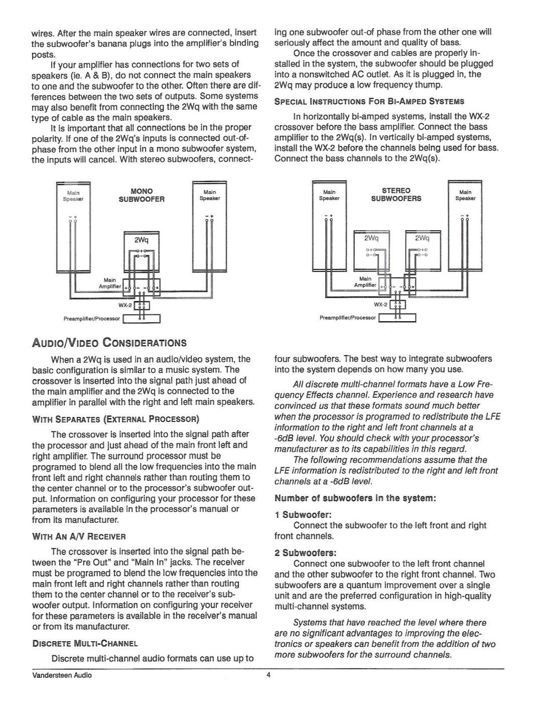 Vandersteen Audio 2WQ manual 