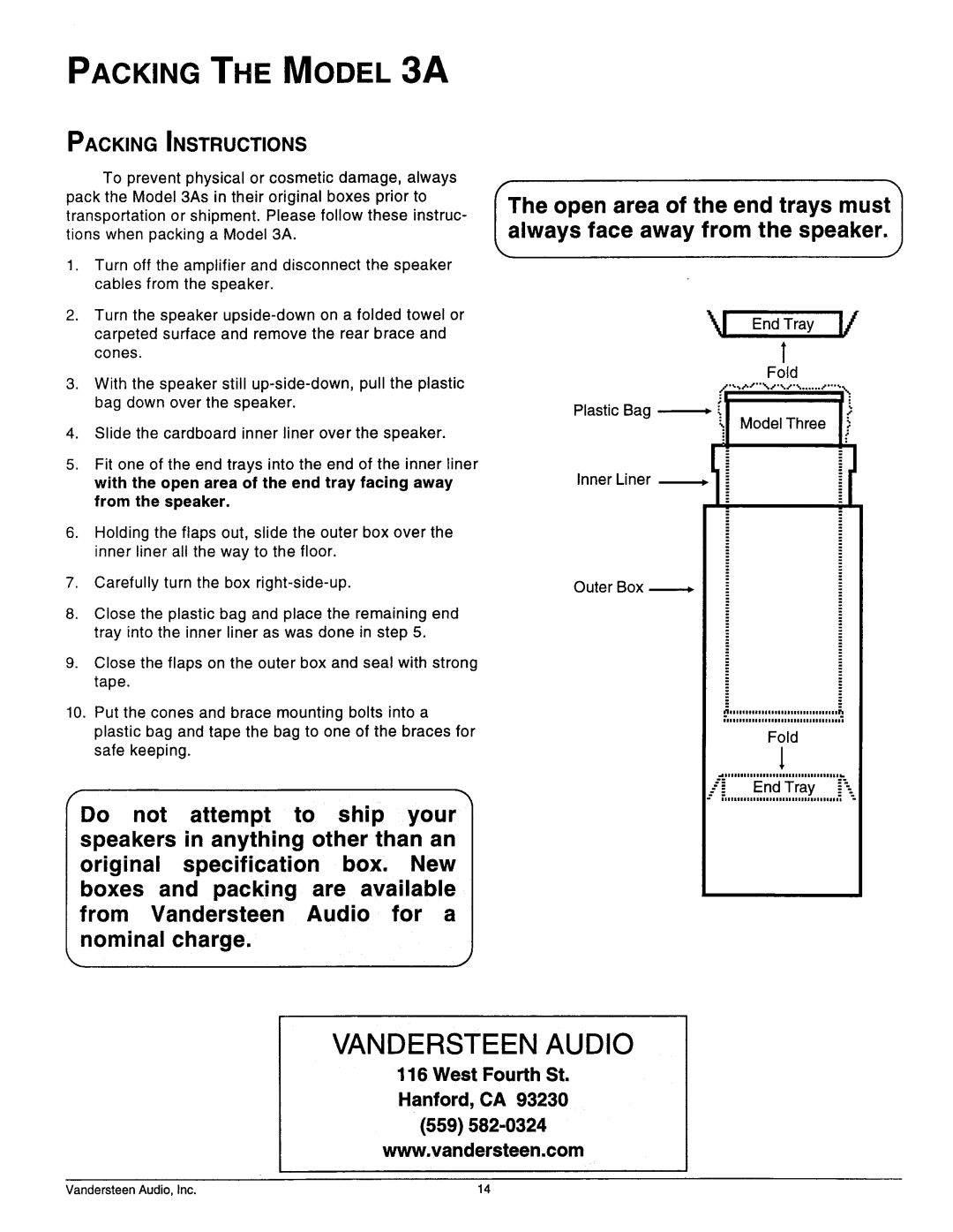 Vandersteen Audio 3A manual 