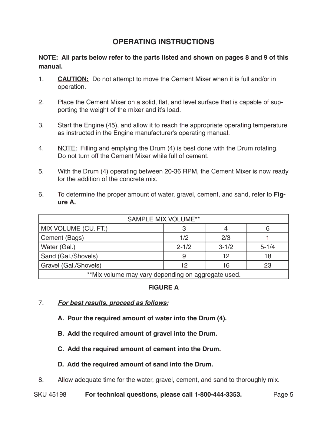 Vanguard 45198 manual Operating Instructions 