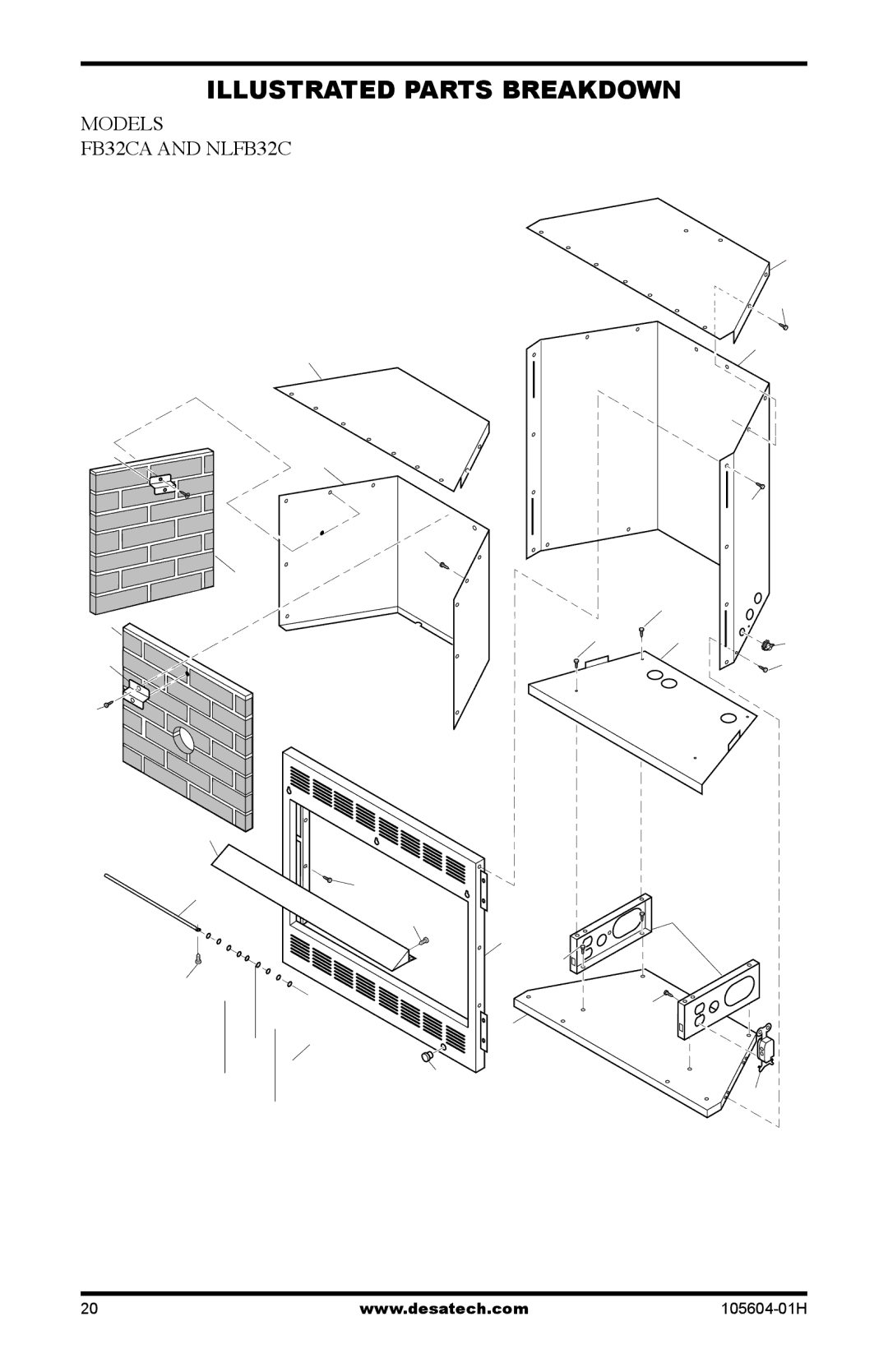 Vanguard Heating FB32NCA, NLFB32NC dimensions Models FB32CA and NLFB32C 