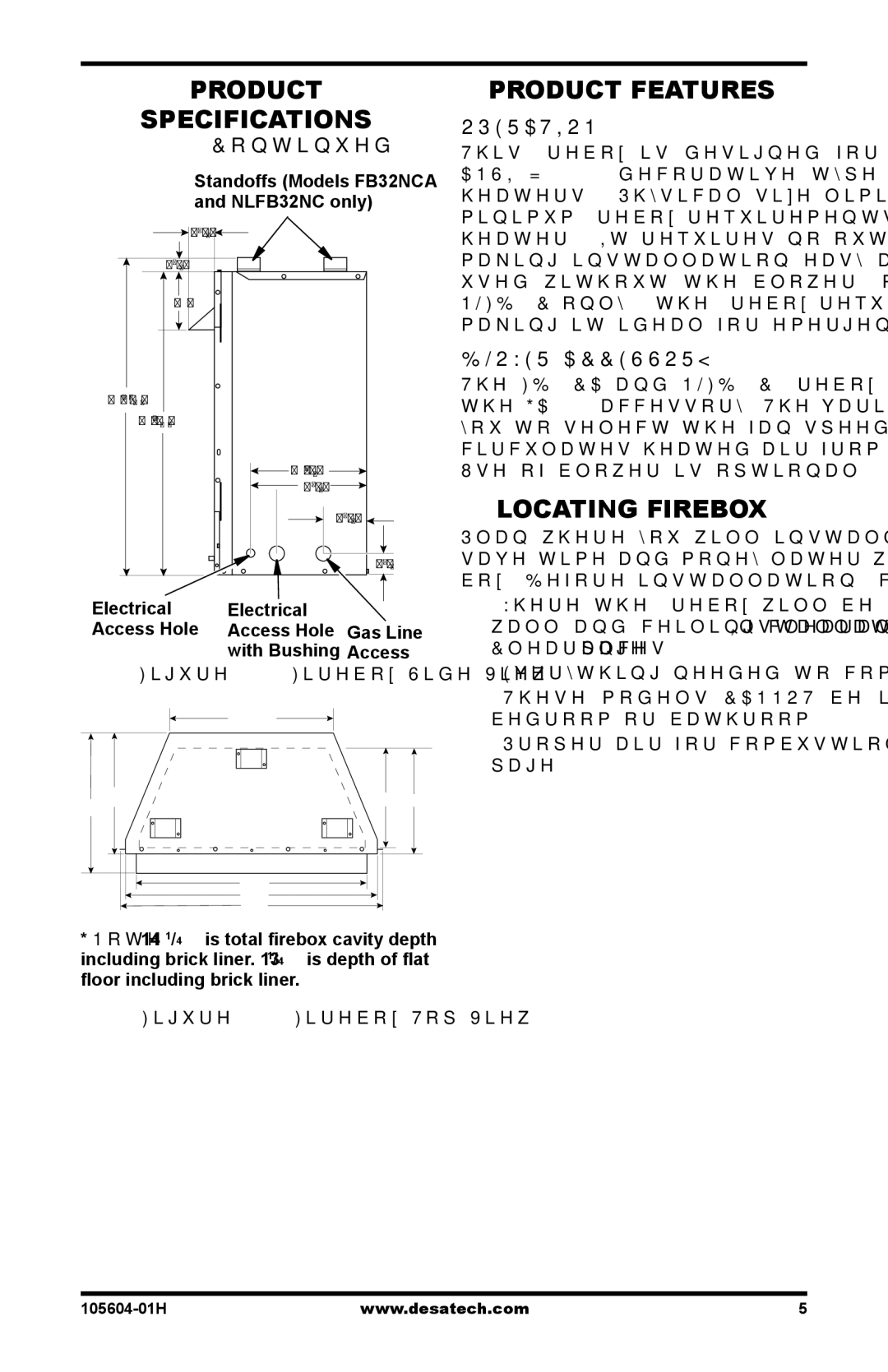 Vanguard Heating FB32NCA, FB32CA, NLFB32C, NLFB32NC dimensions Product Features, Locating Firebox, Operation, Blower Accessory 