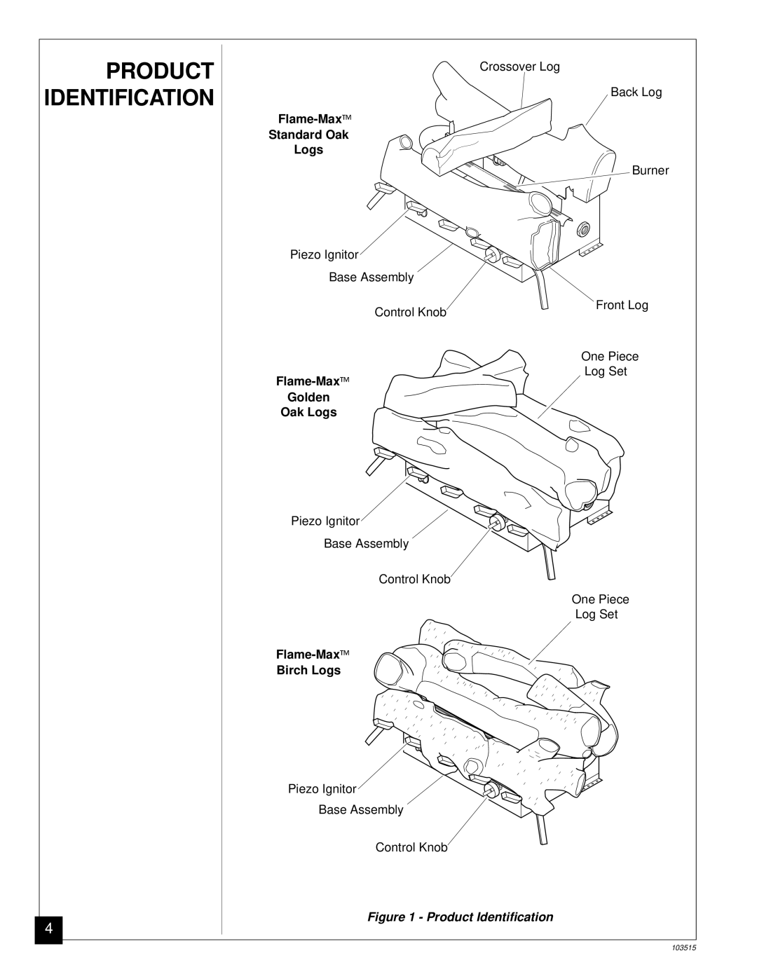 Vanguard Heating Gas Log Heater installation manual Product Identification 