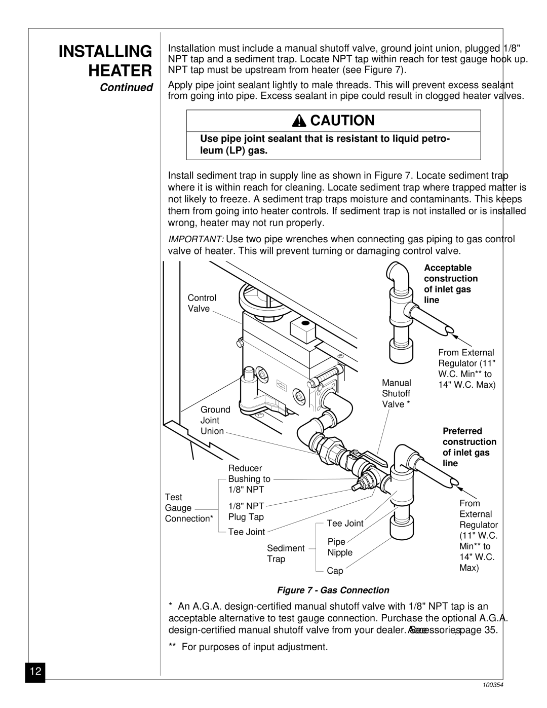 Vanguard Heating GVB50P, GVB35P installation manual Gas Connection 