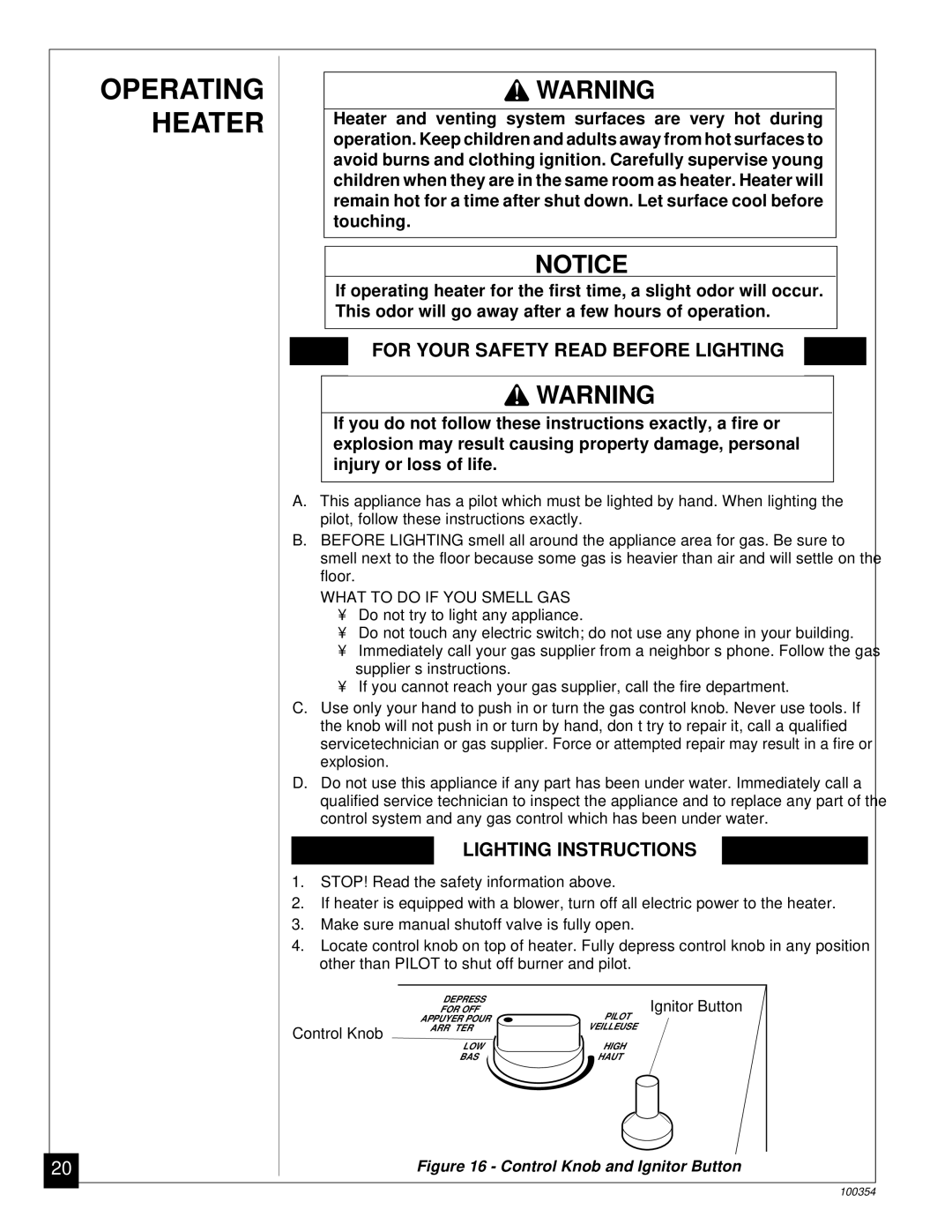 Vanguard Heating GVB50P, GVB35P Operating Heater, For Your Safety Read Before Lighting, Lighting Instructions 