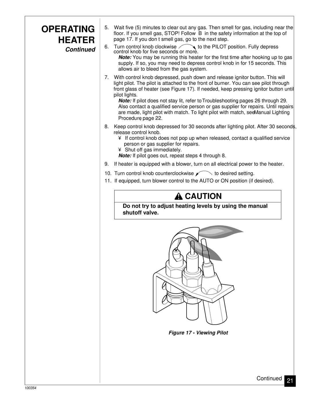 Vanguard Heating GVB35P, GVB50P installation manual Viewing Pilot 