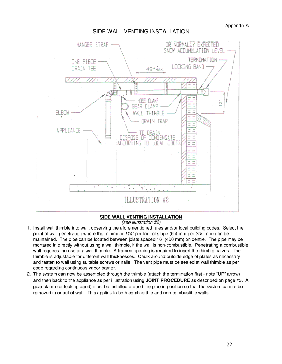 Vanguard Heating PM200, PM400 operation manual Side Wall Venting Installation 