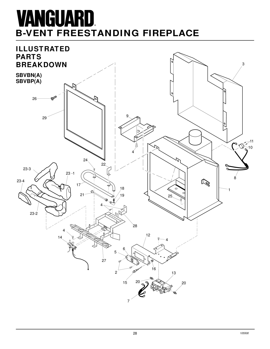 Vanguard Heating SBVBN(A), SBVBP(A) installation manual Illustrated Parts Breakdown, Sbvbna Sbvbpa 