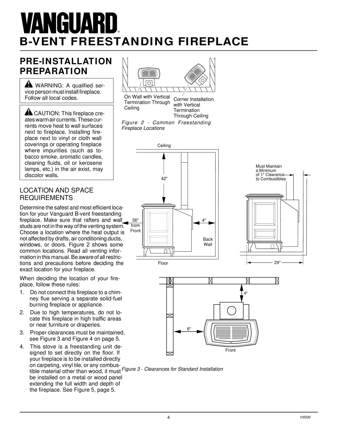 Vanguard Heating SBVBN(A), SBVBP(A) installation manual PRE-INSTALLATION Preparation, Location and Space Requirements 