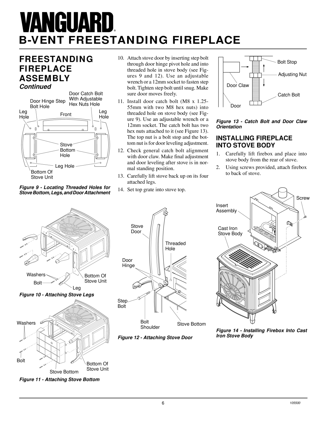 Vanguard Heating SBVBN(A), SBVBP(A) Freestanding Fireplace Assembly, Installing Fireplace Into Stove Body 