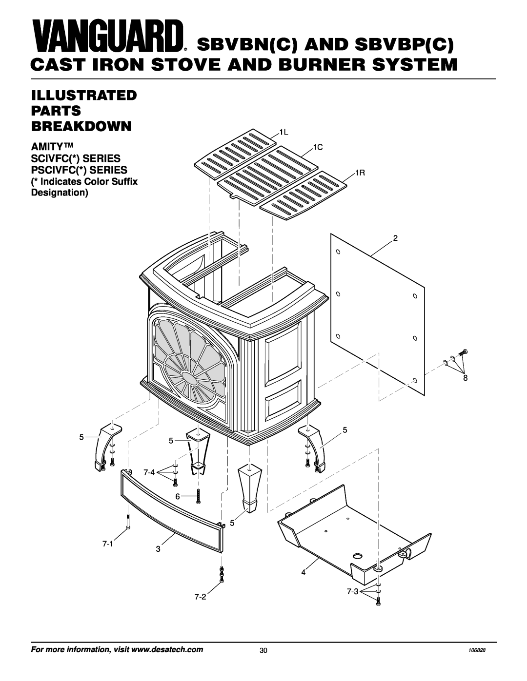 Vanguard Heating SBVBN(C), SBVBP(C) Amity Scivfc* Series Pscivfc* Series, Indicates Color Suffix Designation, 106828 