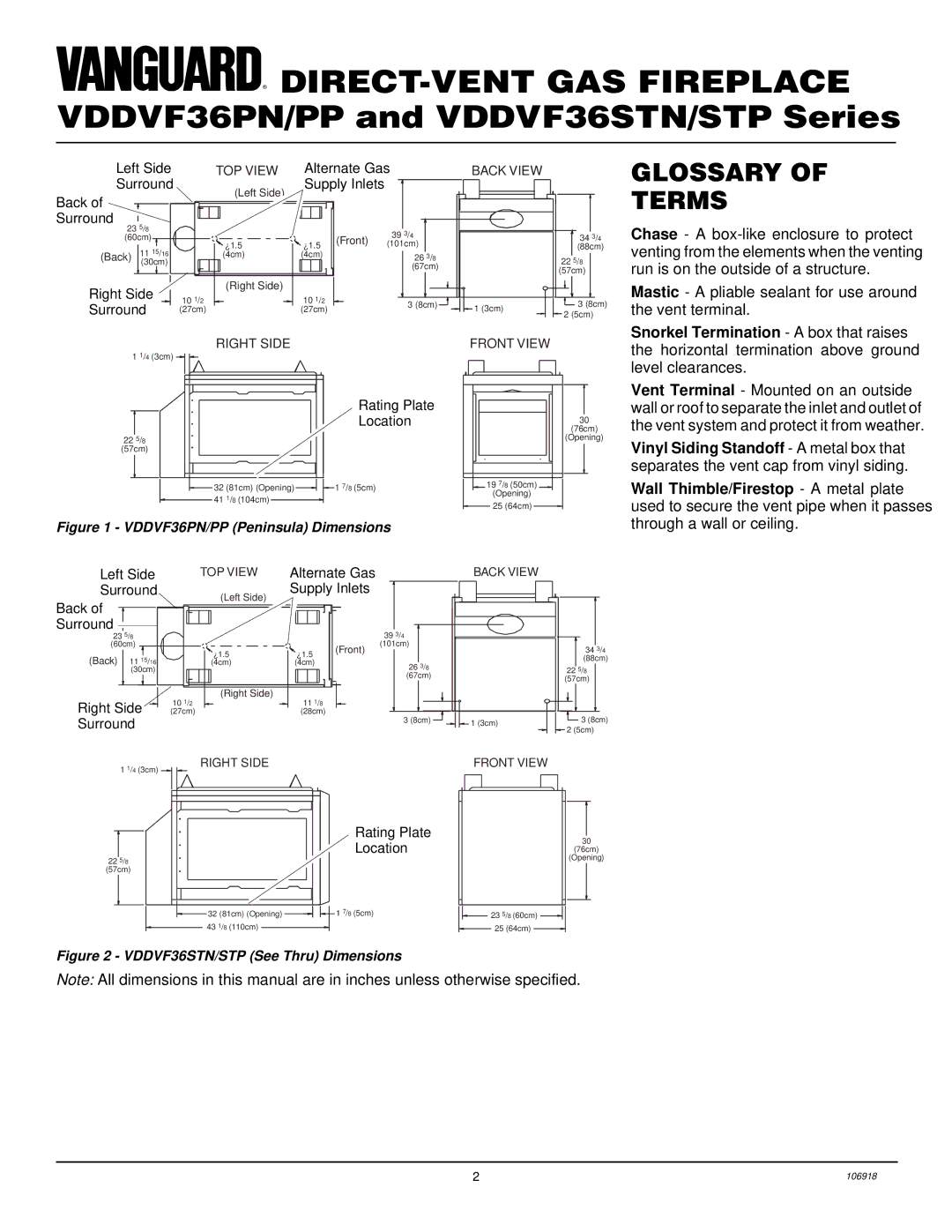 Vanguard Heating installation manual VDDVF36PN/PP and VDDVF36STN/STP Series, Glossary Terms 