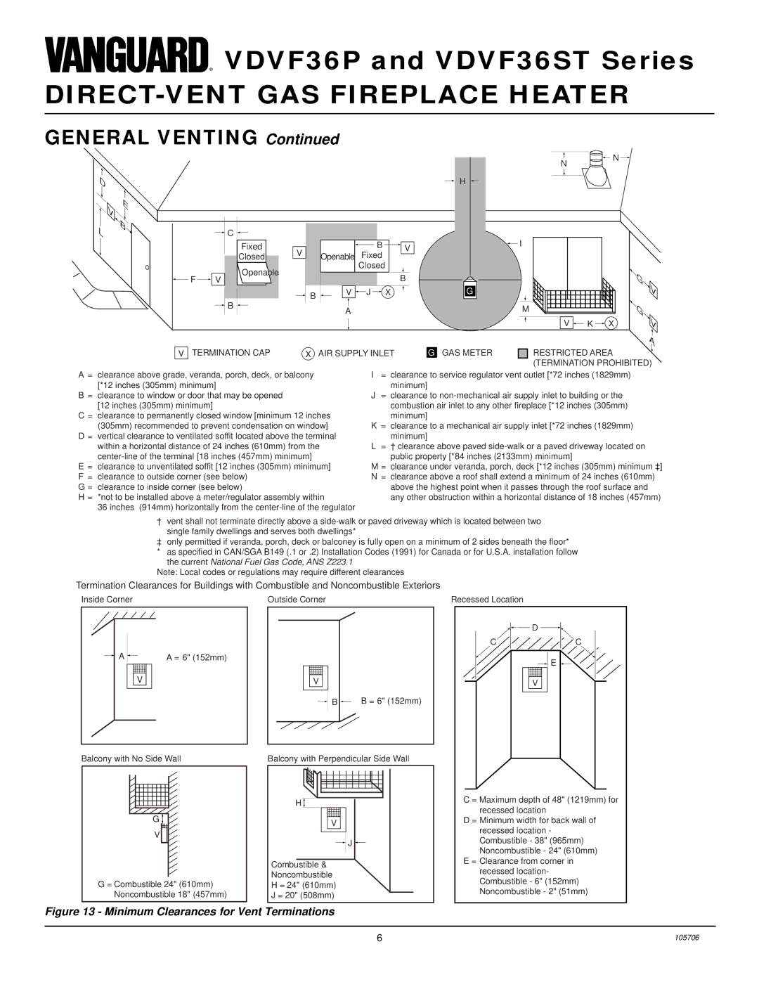 Vanguard Heating VDVF36PN, VDVF36STP, VDVF36STN, VDVF36PP installation manual General Venting 