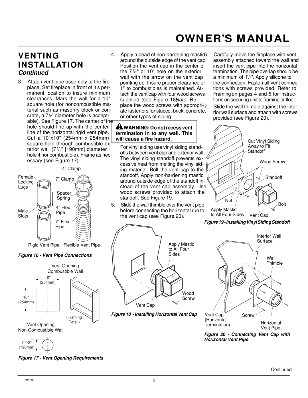 Vanguard Heating VDVF36STN, VDVF36STP, VDVF36PN, VDVF36PP installation manual Vent Pipe Connections 