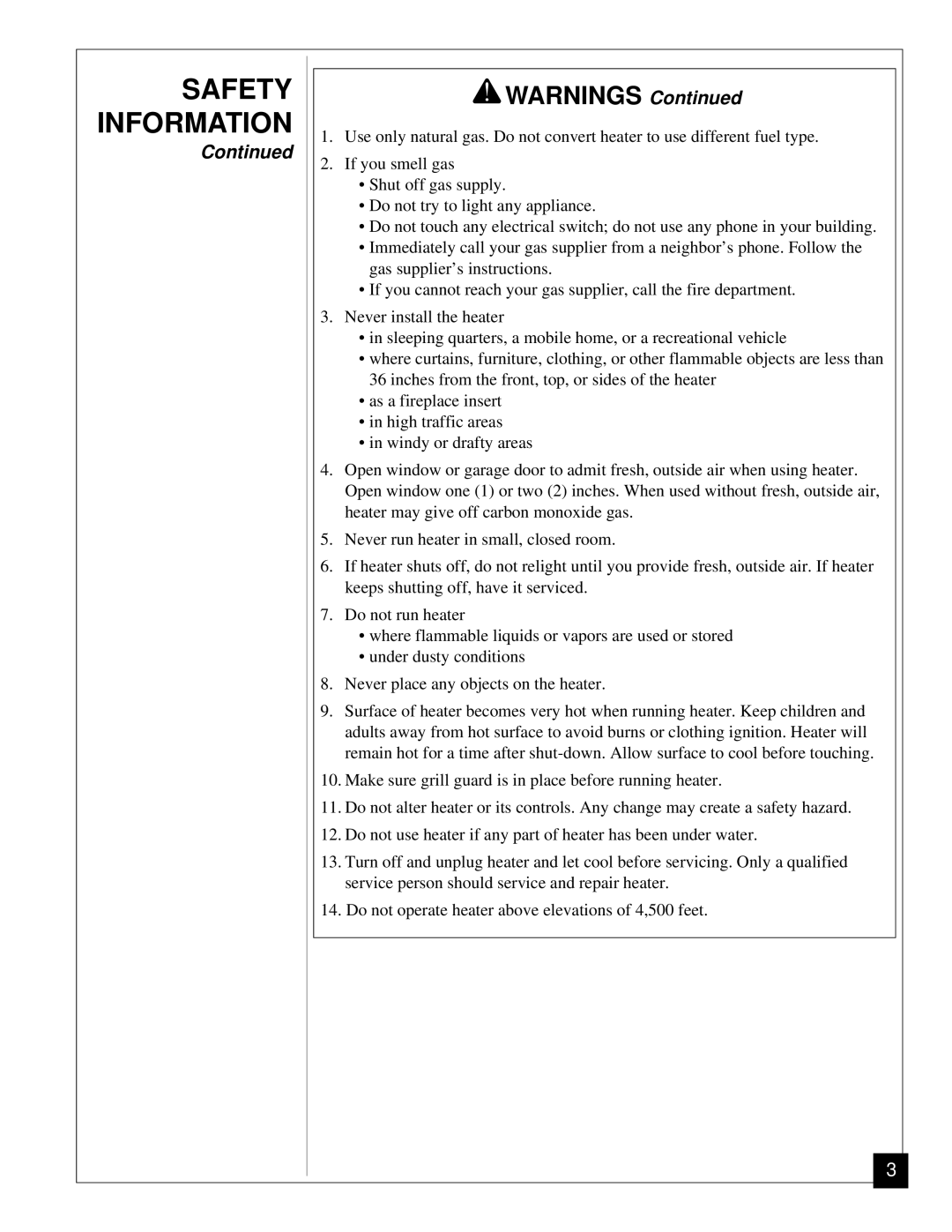 Vanguard Heating VGN30 installation manual Safety Information 