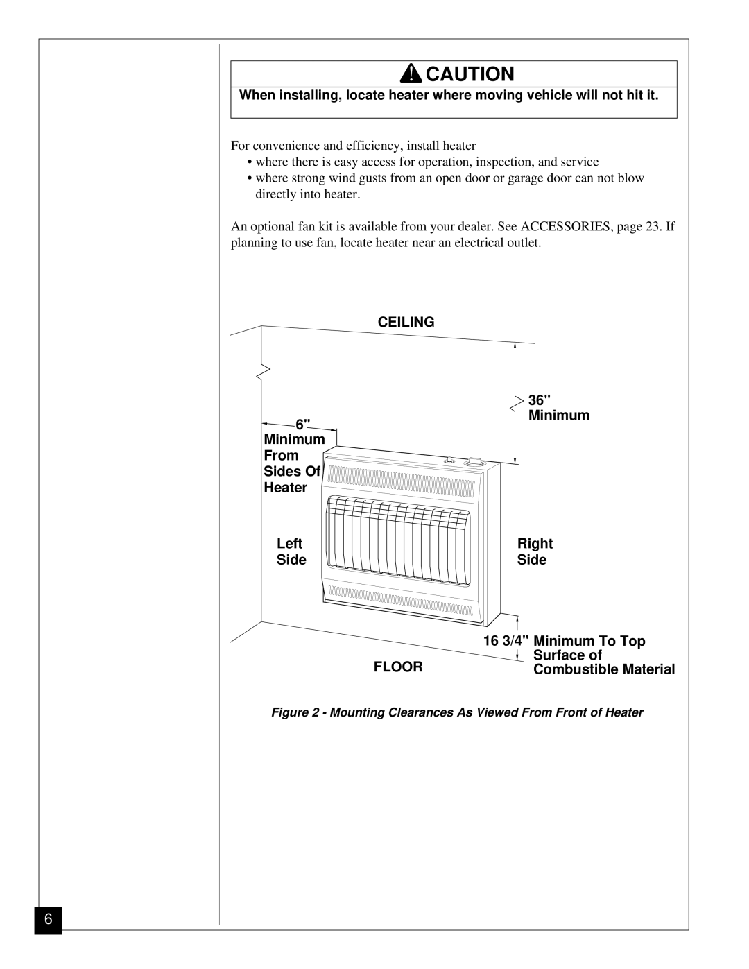 Vanguard Heating VGN30 installation manual Surface, Combustible Material 