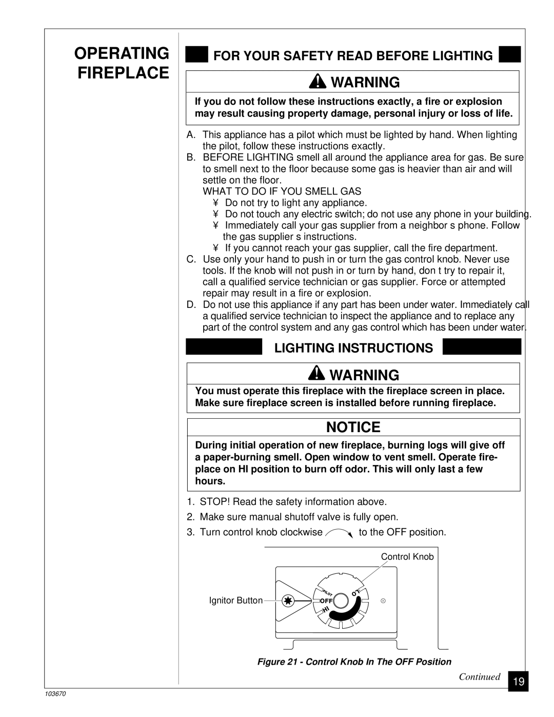 Vanguard Heating VMH10TN installation manual Fireplace 