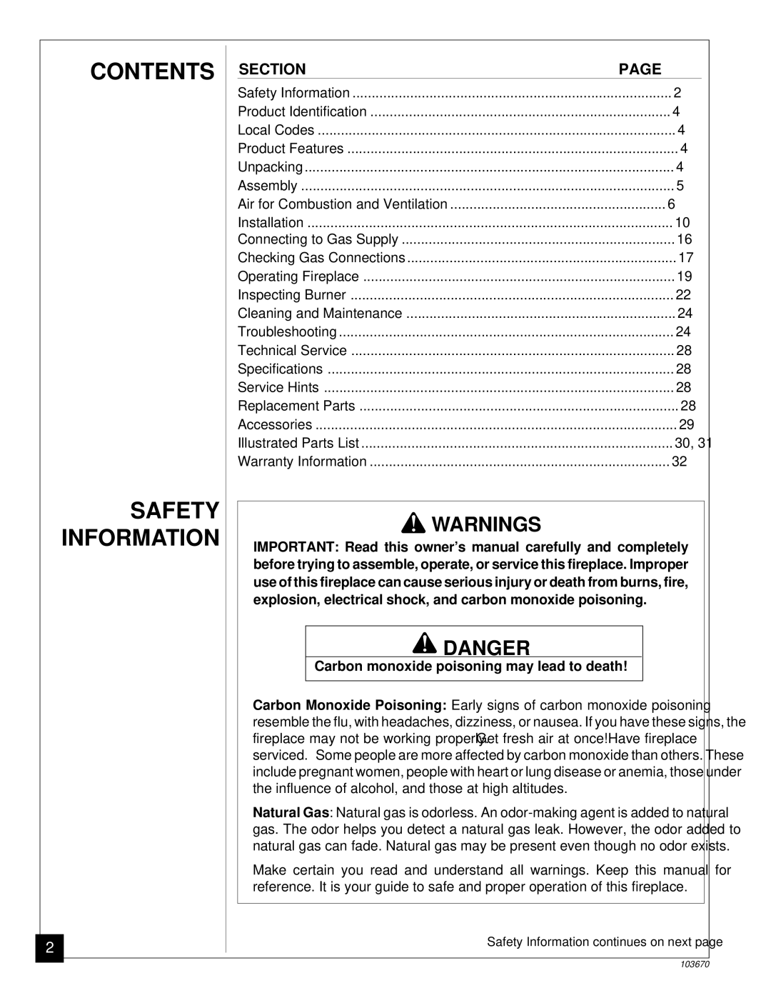 Vanguard Heating VMH10TN installation manual Contents, Safety Information 