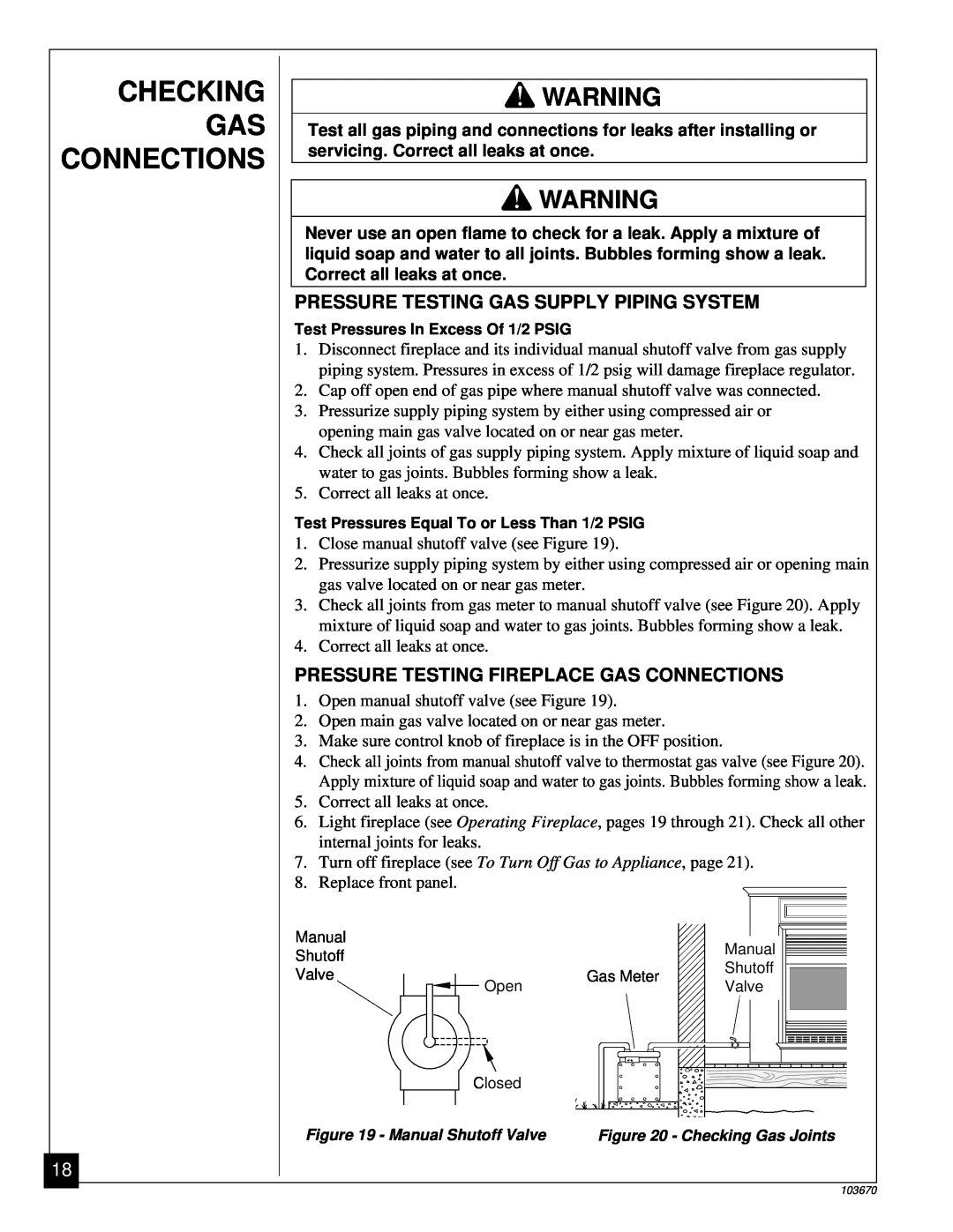 Vanguard Heating VMH10TN installation manual Checking, Connections, Pressure Testing Gas Supply Piping System 