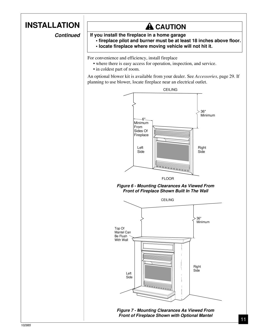 Vanguard Heating VMH26TN installation manual Ceiling 