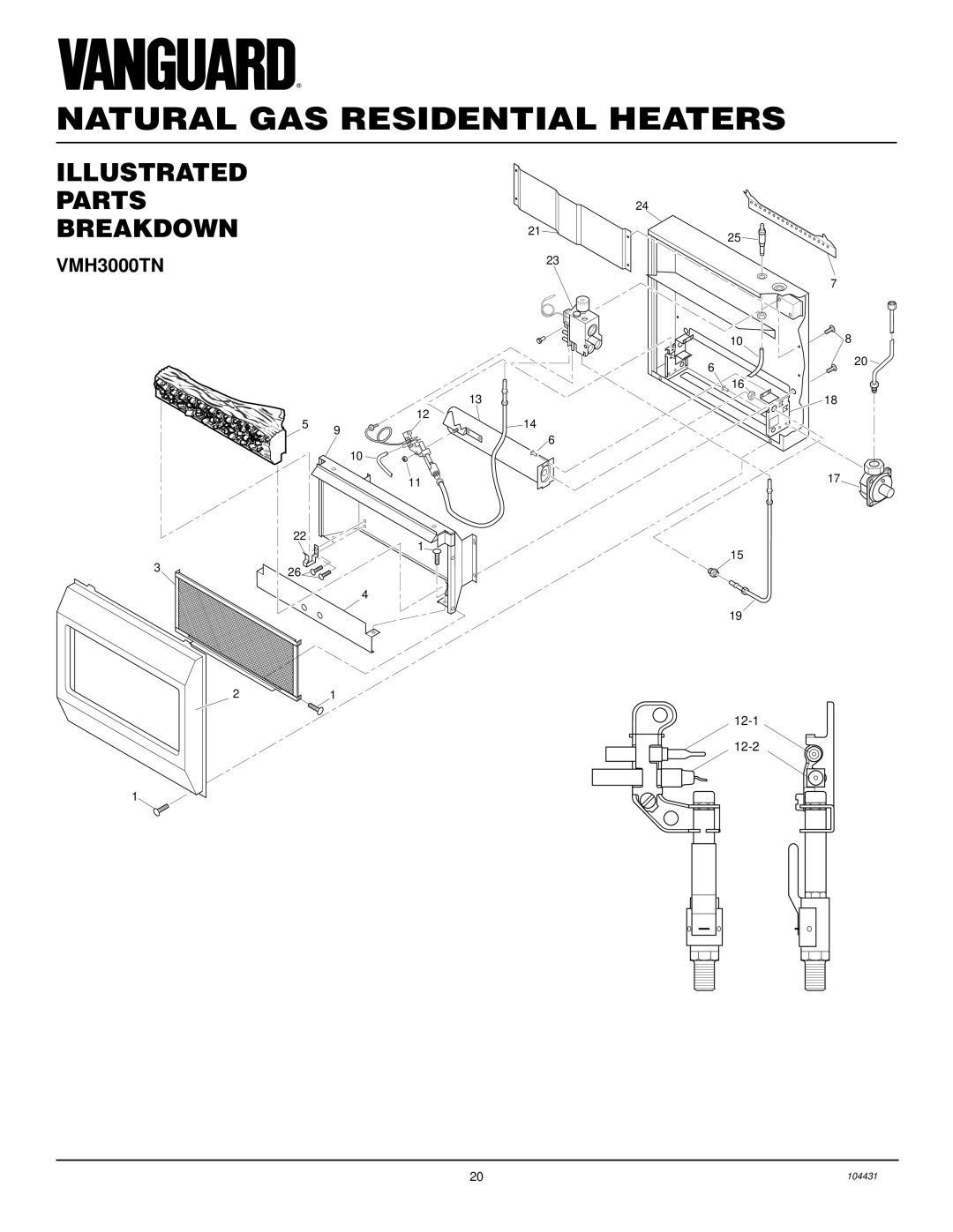 Vanguard Heating VMH3000TN installation manual Illustrated Parts BREAKDOWN21 