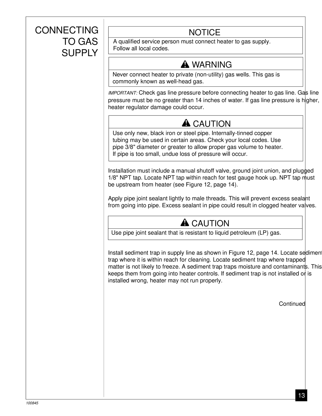 Vanguard Heating VN6B, VN12A installation manual Connecting to GAS Supply 