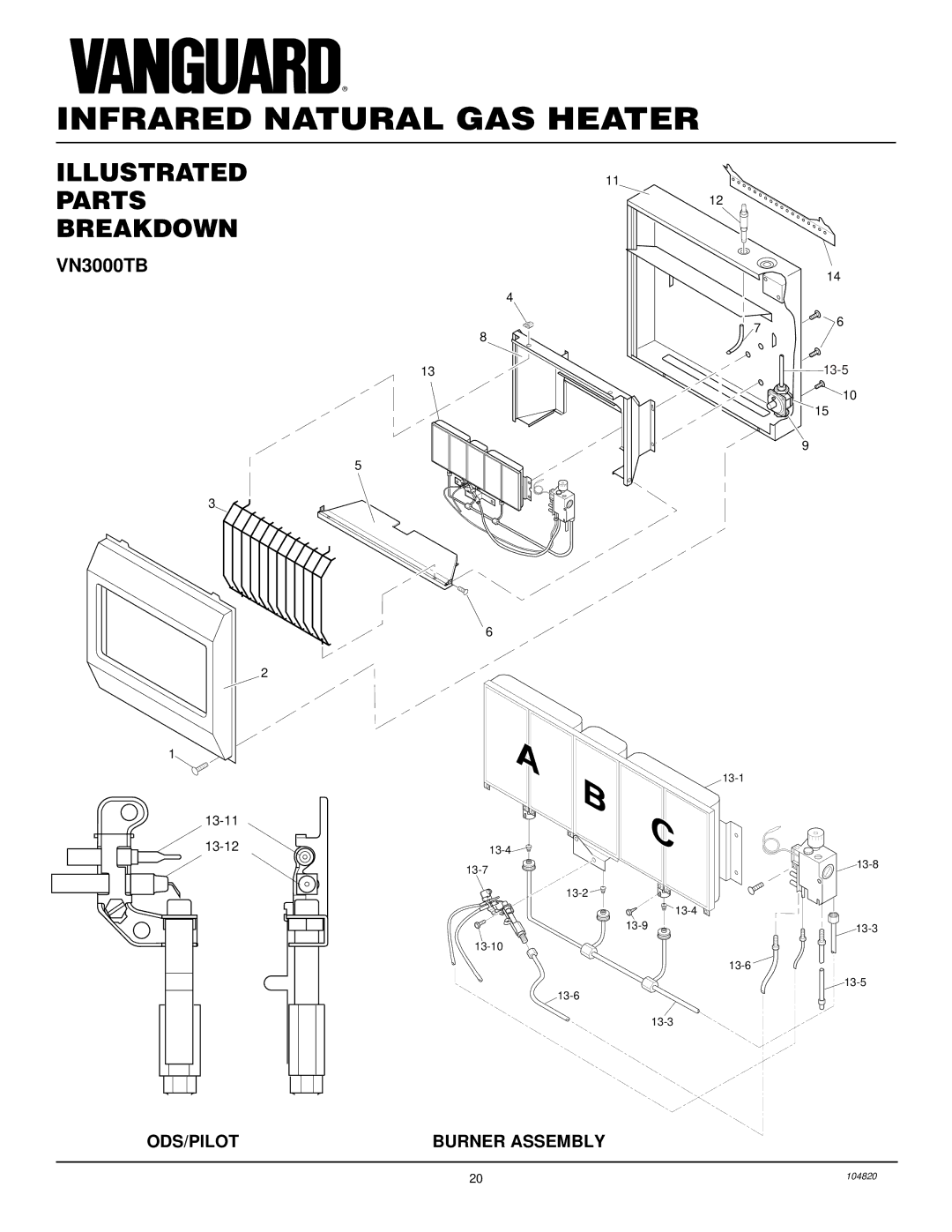 Vanguard Heating VN3000TB, VN1800TB installation manual 