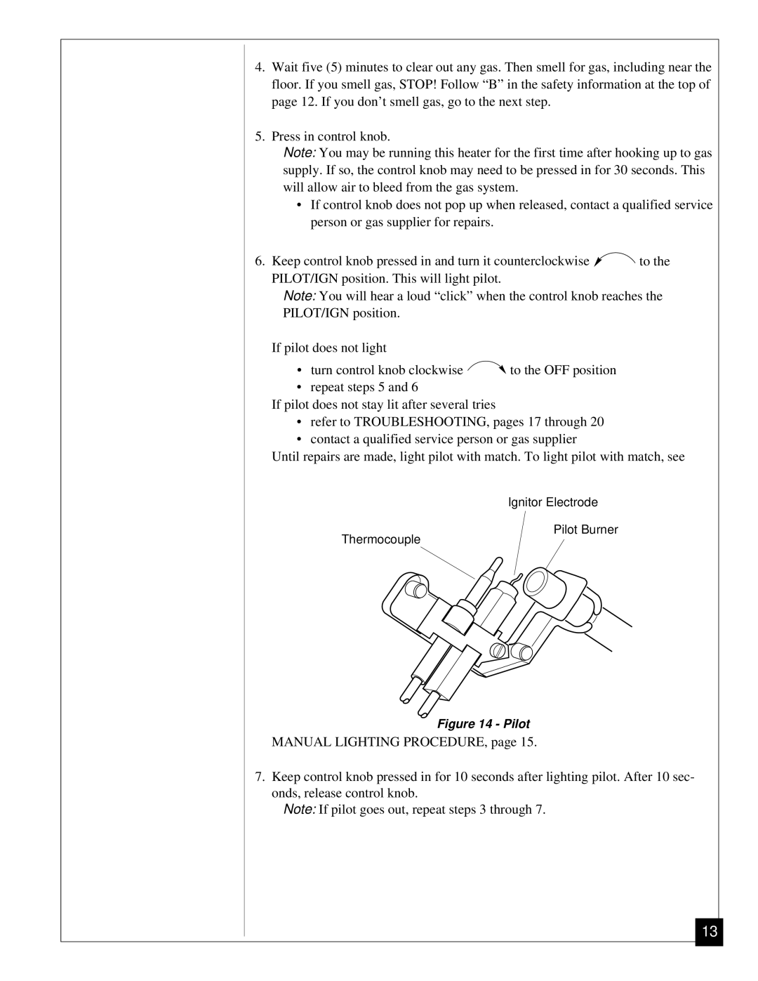 Vanguard Heating VN12, VN6A installation manual Pilot 