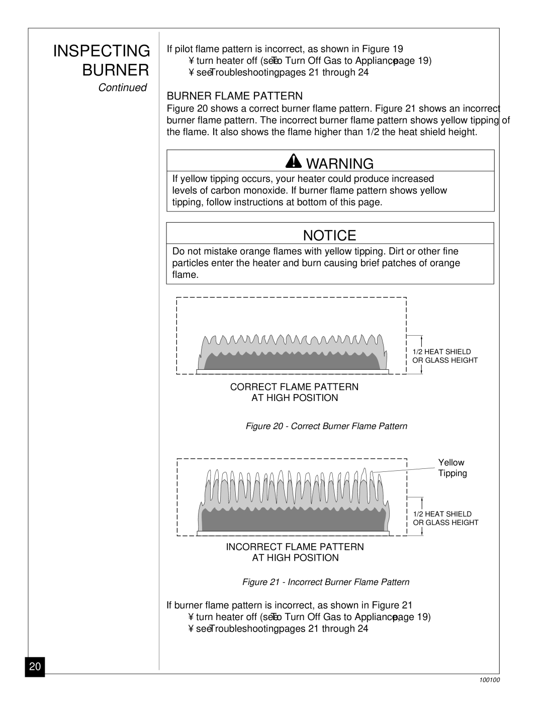 Vanguard Heating VP2000BB, VGP30B installation manual Correct Burner Flame Pattern 