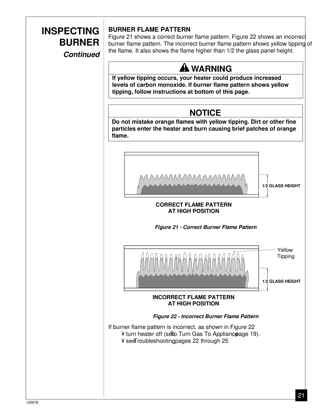 Vanguard Heating VP2000BTC, VP2800BTC installation manual Correct Burner Flame Pattern 