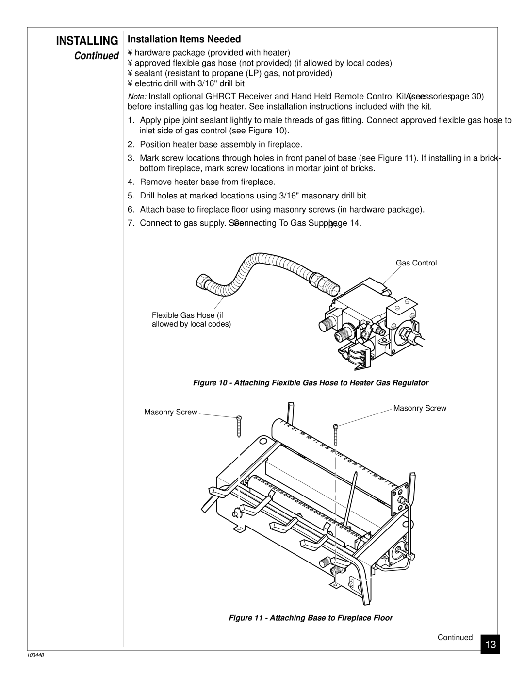 Vanguard Heating VS30PR, VS24PR, VS18PR installation manual Attaching Base to Fireplace Floor 